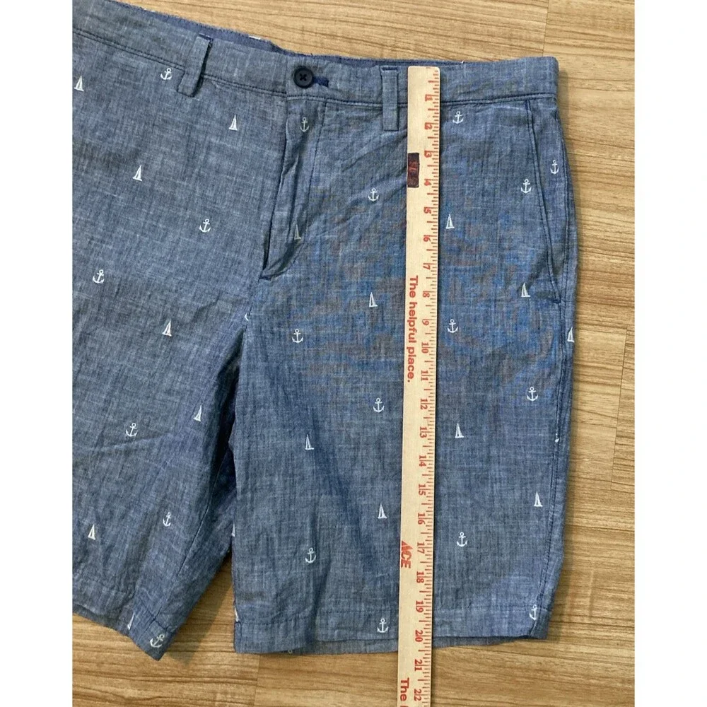 Banana Republic Aiden Shorts Men's 36 Blue Sailboat Anchor Beach Cotton Chino